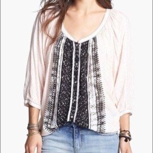 Free People Pink and Black Stripe Summer Blouse